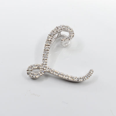 18K White Gold Diamond 'L' Initial Pendant | Gold & Diamond Initial Pendant Melbourne | H&H Jewellery 