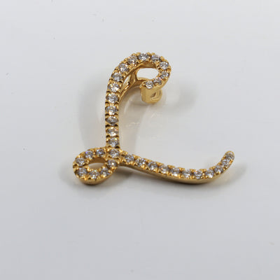 18K Yellow Gold Diamond 'L' Initial Pendant | Gold & Diamond Initial Pendant Melbourne | H&H Jewellery 
