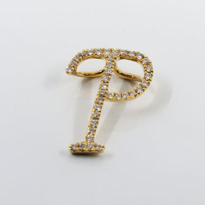 18K Yellow Gold Diamond 'P' Initial Pendant | Gold & Diamond Initial Pendant Melbourne | H&H Jewellery 