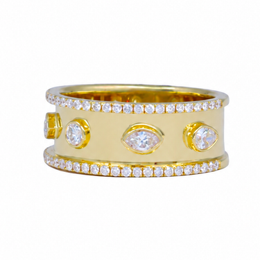18K Yellow Gold 0.60ct Multi-Cut Natural Diamond Ring