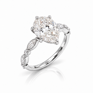 14KYG 1 Centre Lab Grown Diamond 3.06CT & Side Lab Grown Diamonds 0.52CT Engagement Ring