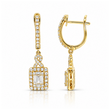 18K Yellow Gold Tdw. 0.75ct Diamond Drop Earring