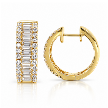 18K Yellow Gold Tdw. 2.25ct Diamond Hoop Earring