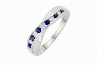 9K Yellow Gold Sapphire and Diamond Ring