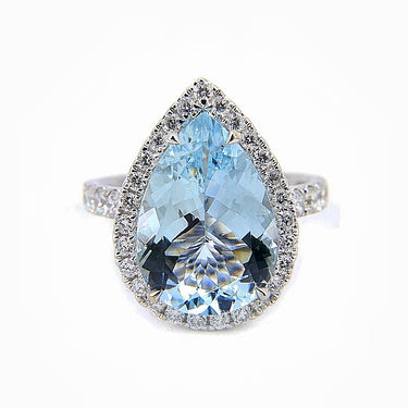 18K White Gold 4.39ct Aquamarine and Diamond Ring - 20709341