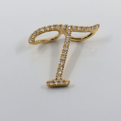 18K Yellow Gold Diamond 'T' Initial Pendant | Gold & Diamond Initial Pendant Melbourne | H&H Jewellery 
