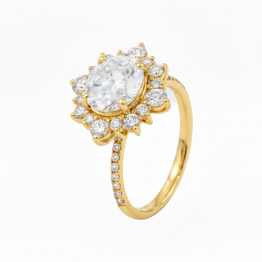 14K Gold 1 Centre 2.58ct & Side 0.84ct Lab-grown Diamond Engagement Ring