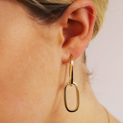 9K Yellow Gold Double Loop Drop Earrings | Gold & Diamond Earrings Melbourne | Gold & Diamond Earrings Australia | H&H Jewellery 
