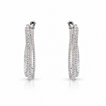 18K White Gold Diamond Earring - 20773236