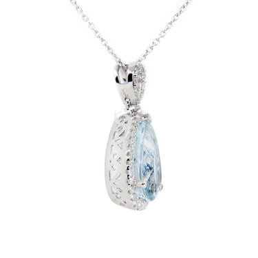 18K White Gold 5.08ct Aquamarine And Diamond Pendant - 20752149