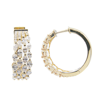 18K Yellow Gold Tdw. 1.95ct Diamond Earrings  | Hoop Diamond Earrings Melbourne | Hoop Diamond Earrings Australia | H&H Jewellery 