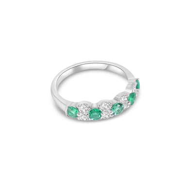 18K White Gold Emerald & Diamond Ring - 20774066