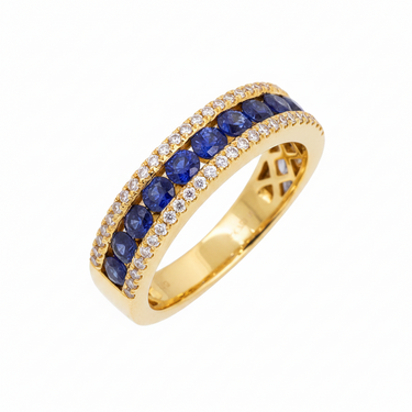 18K White Gold 0.85ct Sapphire and Diamond Ring