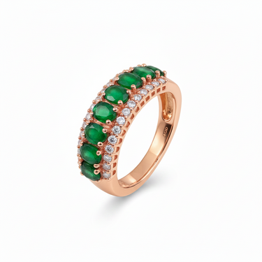 10K Gold Lab Grown Emerald and Lab Grown Diamond Ring