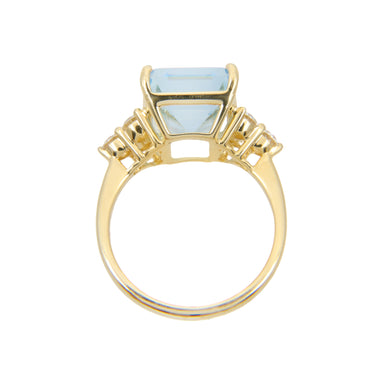 18K Yellow Gold 6.41ct Aquamarine and Diamond Ring - 20751340
