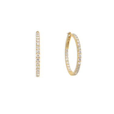 18K Yellow Gold Tdw. 1.55ct Diamond Earrings | Hoop Diamond Earrings Melbourne | Hoop Diamond Earrings Australia | H&H Jewellery