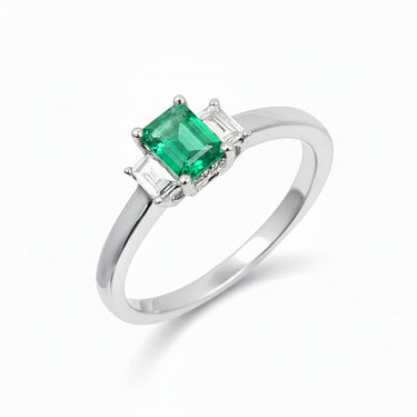 18K White Gold 0.45ct Emerald and Diamond Ring | Diamond Rings Melbourne | Engagement Rings Melbourne | Wedding Rings Melbourne | H&H Jewellery