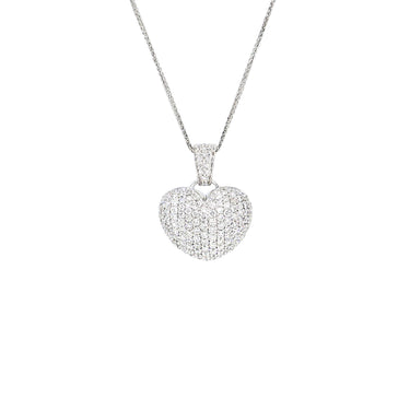 18k White Gold Tdw. 1.85CT Pave Diamond Heart Pendant | Gold Diamond Necklace | Gold Cross Necklace Australia | Rose Gold Necklace | Gold Cross Necklace Melbourne | Gold Diamond Pendant Necklace | Gold Necklace For Women | H&H Jewellery