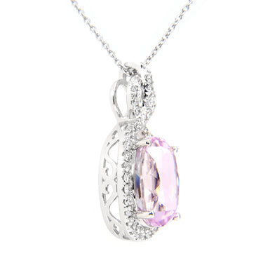 18K White Gold 7.44ct Pink Kunzite And Diamond Pendant | Gold Diamond Necklace | Gold Cross Necklace Australia | Rose Gold Necklace | Gold Cross Necklace Melbourne | Gold Diamond Pendant Necklace | Gold Necklace For Women | H&H Jewellery