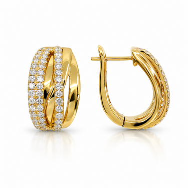 18K Yellow Gold Tdw. 1.47ct Diamond Hoop Earring