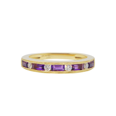 18K Yellow Gold 0.53ct Amethyst and Diamond Ring - 20729493 - H&H Jewellery Pty Ltd