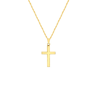 9K Yellow Gold Cross Pendant Necklace - 1.43.9504 - H&H Jewellery Pty Ltd