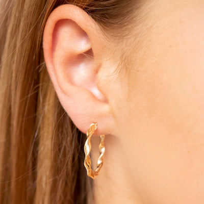 9K Yellow Gold Twist Hoop Earrings | Gold Hoop Earrings Melbourne | Gold Earrings Australia | H&H Jewellery 