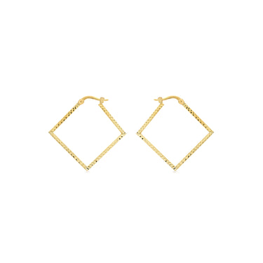 9K Yellow Gold Diamond Cut Square Drop Earrings - 1.53.2189 - H&H Jewellery Pty Ltd