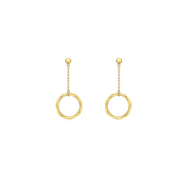 9K Yellow Gold Round Diamond Cut Chain Drop Earrings - 1.54.4569 - H&H Jewellery Pty Ltd