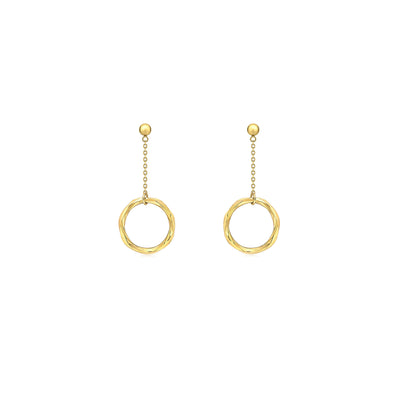 9K Yellow Gold Round Diamond Cut Chain Drop Earrings - 1.54.4569 - H&H Jewellery Pty Ltd