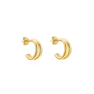9K Yellow Gold Double Tube Half Hoop Earring | Gold Hoop Earrings Melbourne | Gold Hoop Earrings Australia | H&H Jewellery
