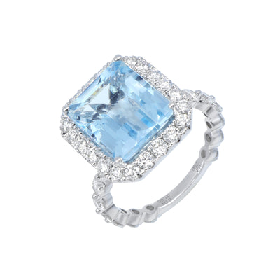 18K White Gold 6.04ct Aquamarine and Diamond Ring - 20730123 - H&H Jewellery Pty Ltd
