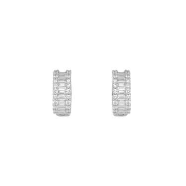 18K White Gold With Diamond Huggies Earring | White Gold Jewellery Melbourne | White Gold Jewellery Australia | H&H Jewellery
