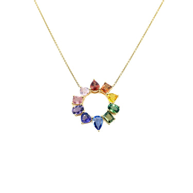 18K Yellow Gold Multicolour Sapphire Pendant | Sapphire Necklaces & Pendants Melbourne | Sapphire Necklaces & Pendants Australia | H&H Jewellery