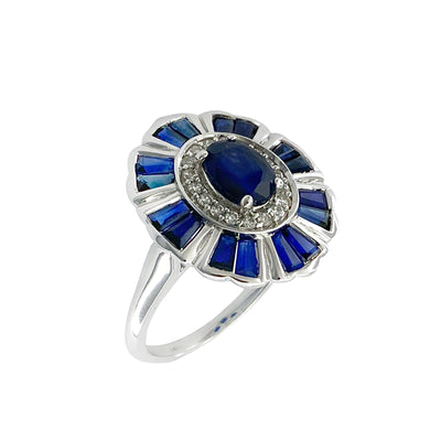 9K White Gold Sapphire and Diamond Ring - 20708634 - H&H Jewellery Pty Ltd