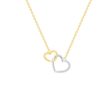 9K Yellow And White Gold Linked Heart Necklace - 2.13.7094 - H&H Jewellery Pty Ltd