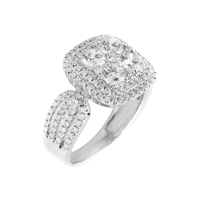 18K White Gold Tdw. 1.82ct Diamond Cluster Ring | Diamond Engagement Rings Melbourne | Diamond Wedding Rings Melbourne | H&H Jewellery 