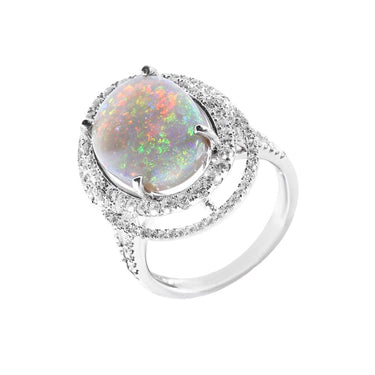 18K White Gold 5.30ct Solid Opal & Diamond Ring | Opal Jewellery Australia | Opal Necklaces & Pendant Melbourne | H&H Jewellery