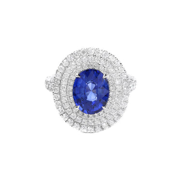 18K White Gold 3.70ct Ceylon Sapphire & Diamond Ring | Ceylon Sapphire Engagement Ring | Sapphire Engagement Rings | Sapphire Jewellery Melbourne | Sapphire Jewellery Australia | H&H Jewellery