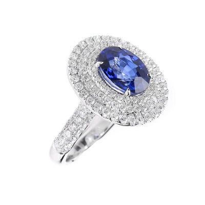 18K White Gold 3.70ct Ceylon Sapphire & Diamond Ring | Ceylon Sapphire Engagement Ring | Sapphire Engagement Rings | Sapphire Jewellery Melbourne | Sapphire Jewellery Australia | H&H Jewellery 