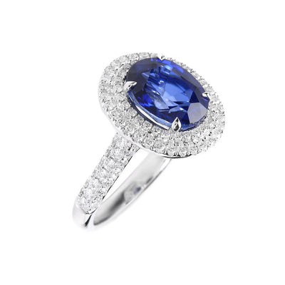 18K White Gold 5.00ct Ceylon Sapphire & Diamond Ring | Sapphire and Diamond Engagement Rings | Sapphire Wedding Rings Melbourne | H&H Jewellery