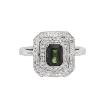 18K White Gold Green Sapphire and Diamond Ring | Sapphire Engagement Rings | Sapphire Jewellery Melbourne | Sapphire Jewellery Australia | Sapphire Wedding Rings | H&H Jewellery