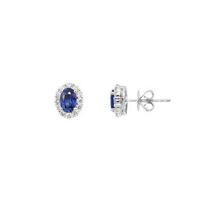 18K White Gold 1.12ct Sapphire and Diamond Stud Earrings - 20729158 - H&H Jewellery Pty Ltd