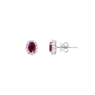 18K White Gold 0.89ct Ruby and Diamond Stud Earrings - 20729165 - H&H Jewellery Pty Ltd