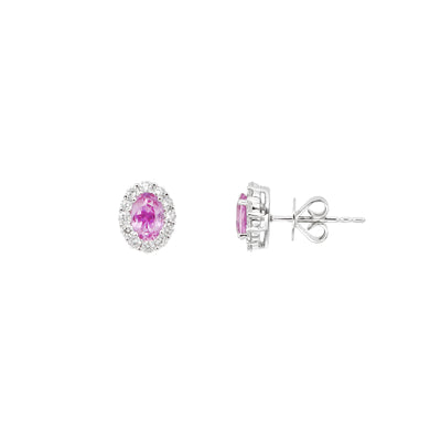 18K White Gold 1.24ct Pink Sapphire and Diamond Stud Earrings - 20729172 - H&H Jewellery Pty Ltd