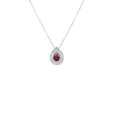 18K White Gold 0.32ct Ruby And Diamond Pendant - 20729097 - H&H Jewellery Pty Ltd