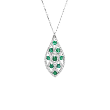 18K White Gold 0.75ct Emerald and Diamond Pendant | Emerald Emerald Necklaces & Pendants Melbourne | Emerald Emerald Necklaces & Pendants Australia | H&H Jewellery