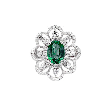 18K White Gold 1.35ct Emerald and Diamond Ring | Emerald Engagement Rings Melbourne | Emerald Engagement Rings Australia | H&H Jewellery