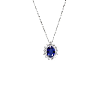 18K White Gold 0.75ct Sapphire and Diamond Pendant - 20729073 - H&H Jewellery Pty Ltd