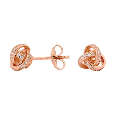 LOVE KNOT CLEAR CZ EARRINGS ROSE GOLD - H&H Jewellery Pty Ltd